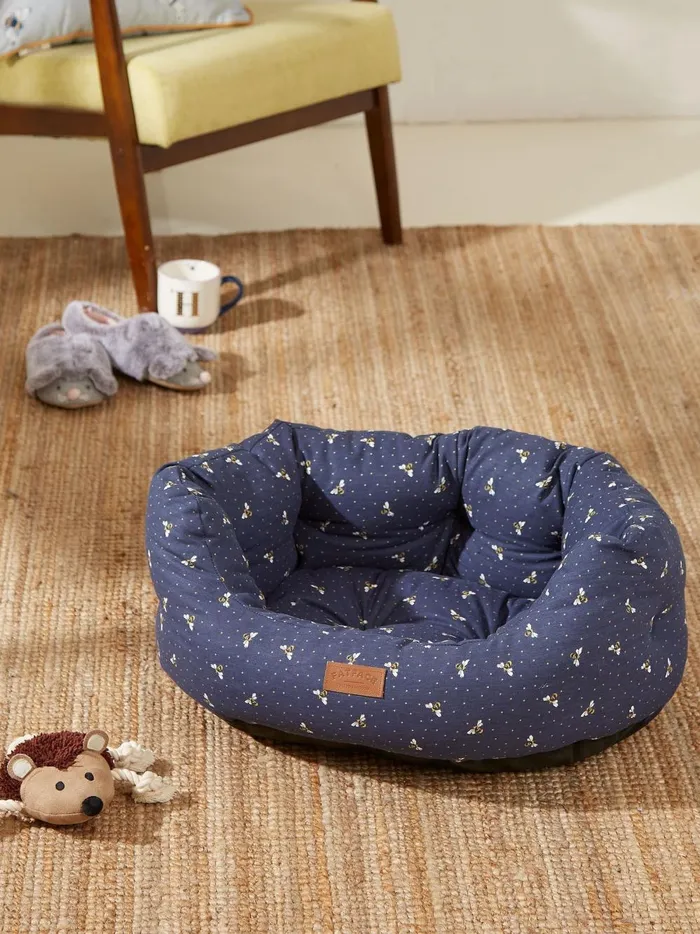 Pet Accessories Fat Face Navy 100 Cotton 61cm Bee Spot Pet Bed