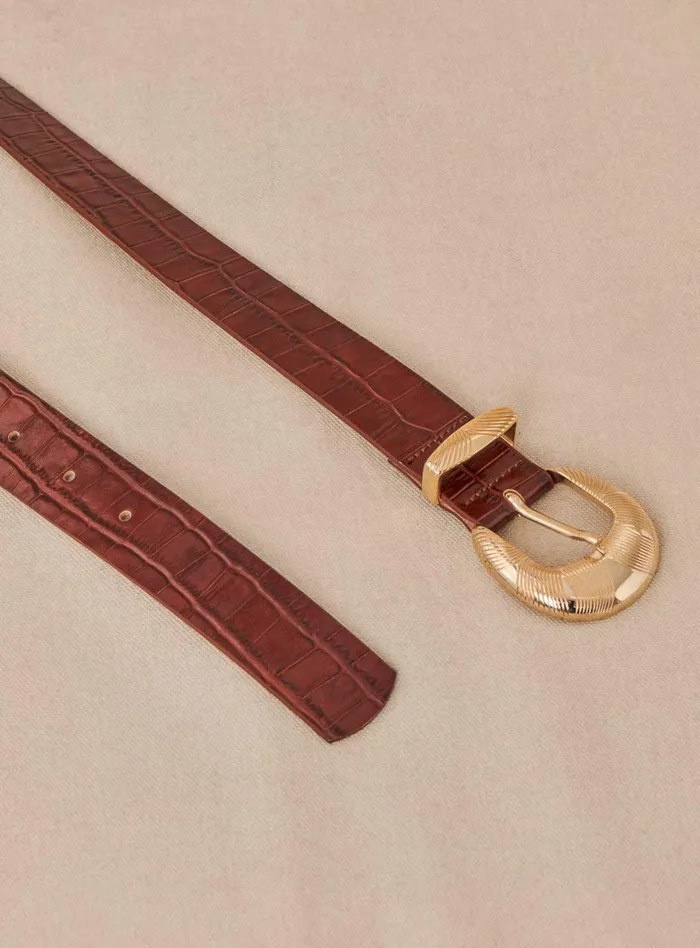 Petite Mendigote Belts Fw24 Ceinture Adrienne Croco Cognac 8211 Women