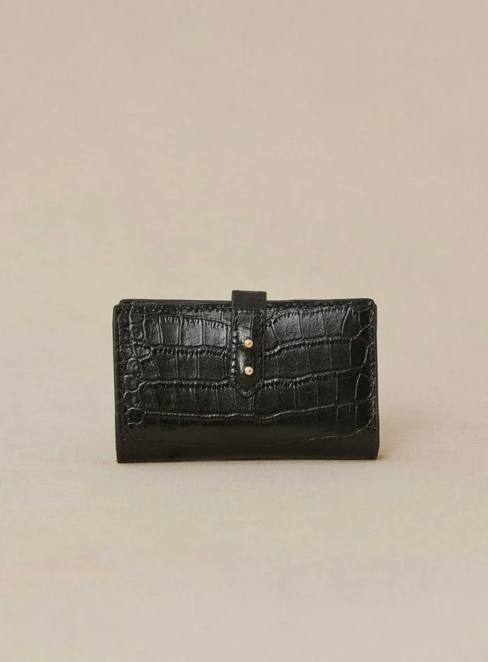 Petite Mendigote Little Leather Shop Fw24 Porte Carte Emina Croco Black 8211 Women