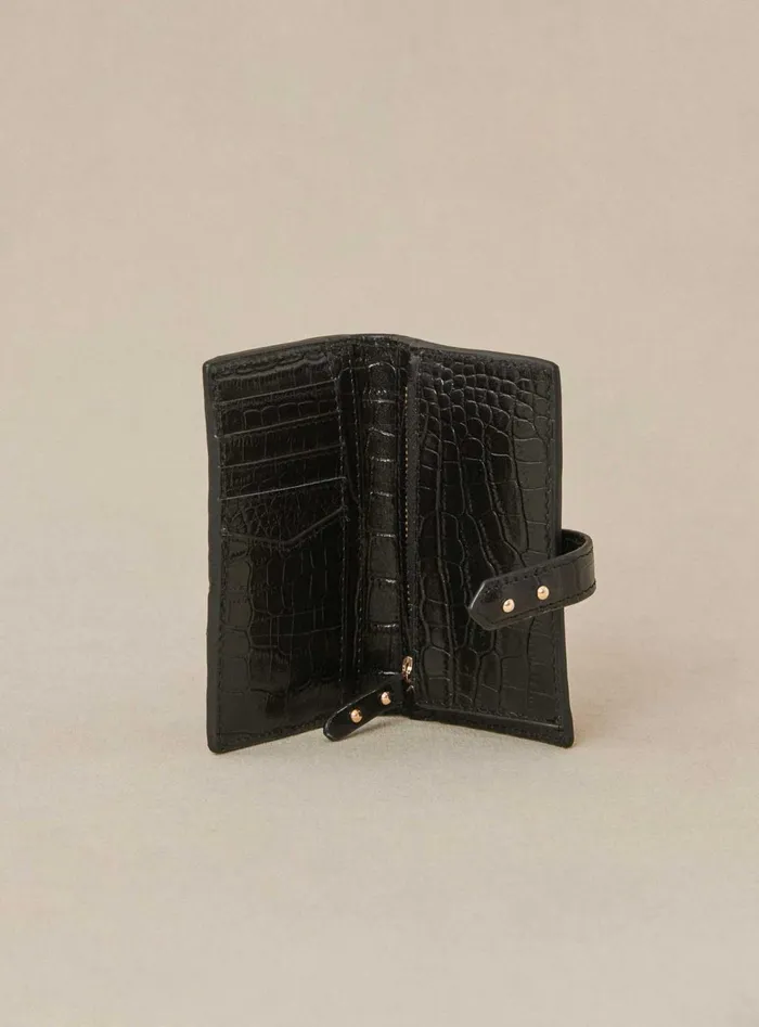 Petite Mendigote Little Leather Shop Fw24 Porte Carte Emina Croco Black 8211 Women