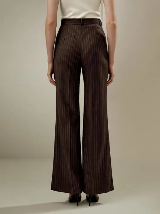 Pinstriped High Rise Straight Pants Women Lilysilk Bottoms