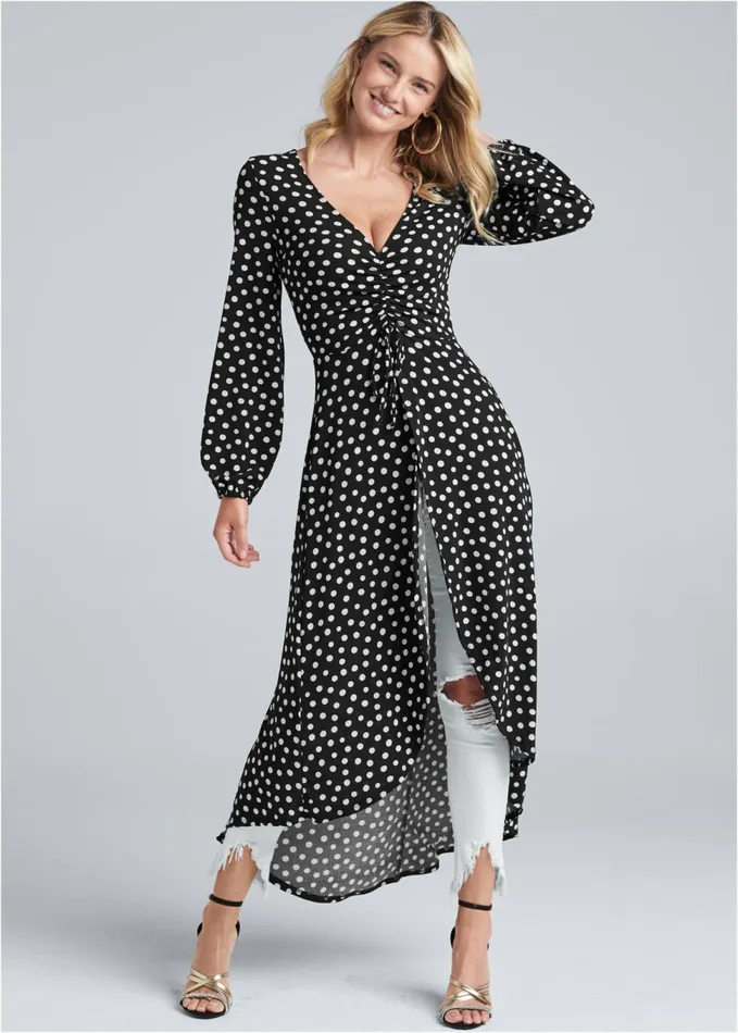 POLKA DOT MAXI TOP Black and White Women VENUS Night Out Tops