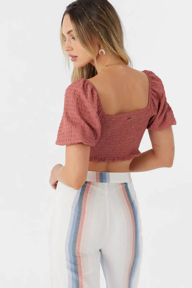 POLLY TEXTURED KNIT CROP TOP Canyon Rose Women O039NEILL Clothing