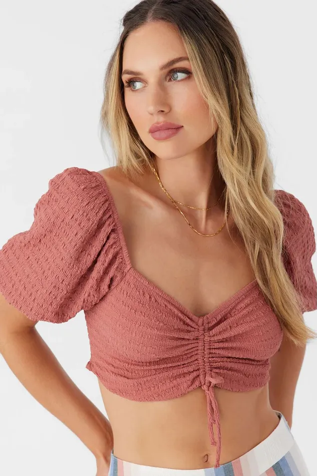 POLLY TEXTURED KNIT CROP TOP Canyon Rose Women O039NEILL Clothing