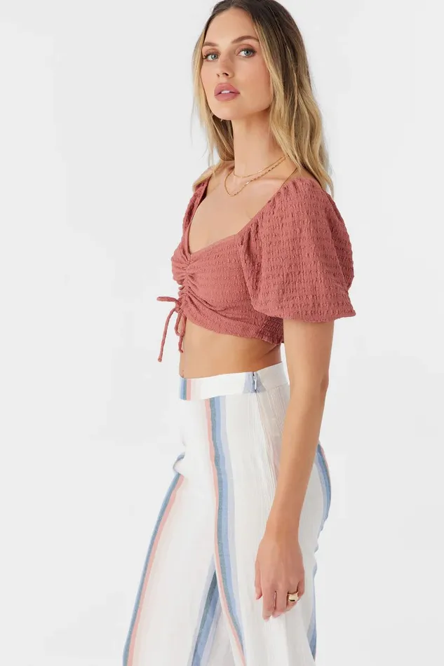 POLLY TEXTURED KNIT CROP TOP Canyon Rose Women O039NEILL Clothing
