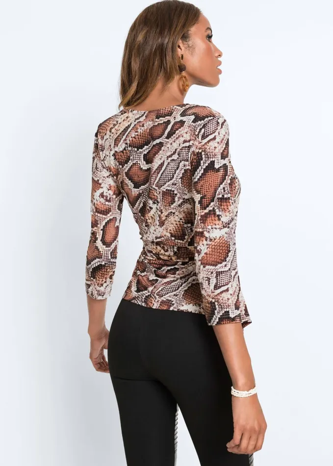 PYTHON PRINT TOP Beige Multi Women VENUS Night Out Tops