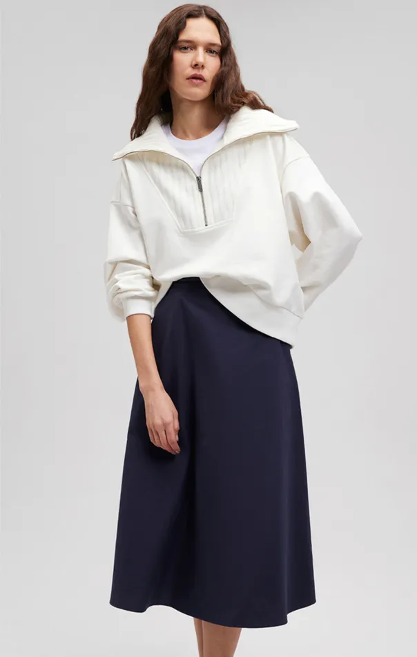 Quarter Zip Sweatshirt In Antique White Women Mavi Jeans Loungewear
