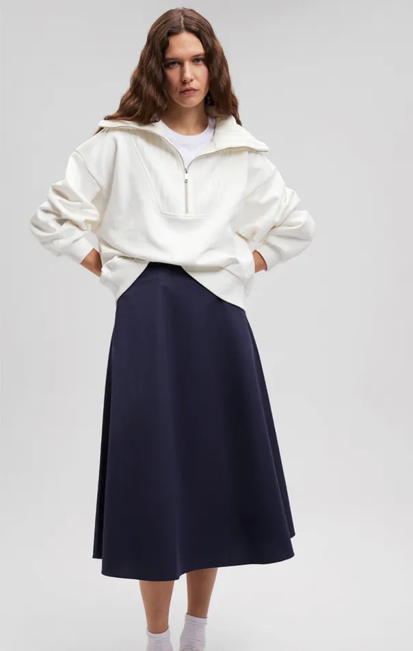 Quarter Zip Sweatshirt In Antique White Women Mavi Jeans Loungewear Quarter Zip Sweatshirt In Antique White Women Mavi Jeans Loungewear