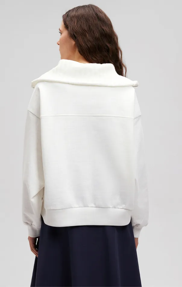 Quarter Zip Sweatshirt In Antique White Women Mavi Jeans Loungewear Quarter Zip Sweatshirt In Antique White Women Mavi Jeans Loungewear