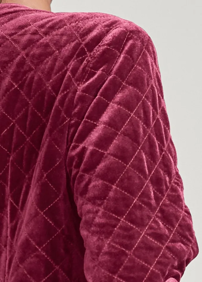 Quilted Velvet Long Jacket Wine Women VENUS Jackets