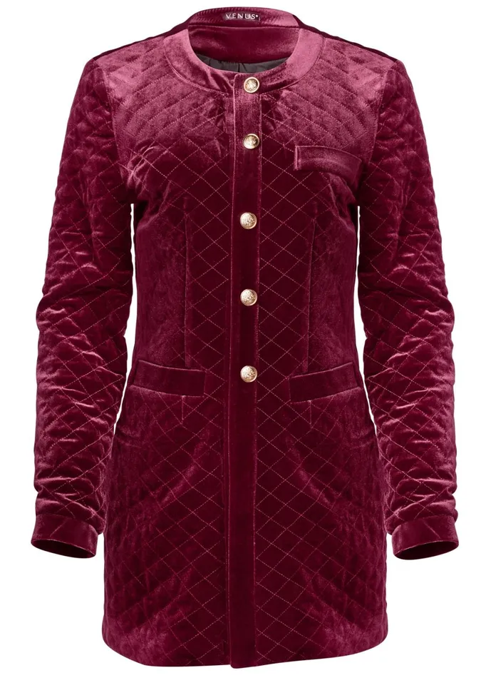 Quilted Velvet Long Jacket Wine Women VENUS Jackets