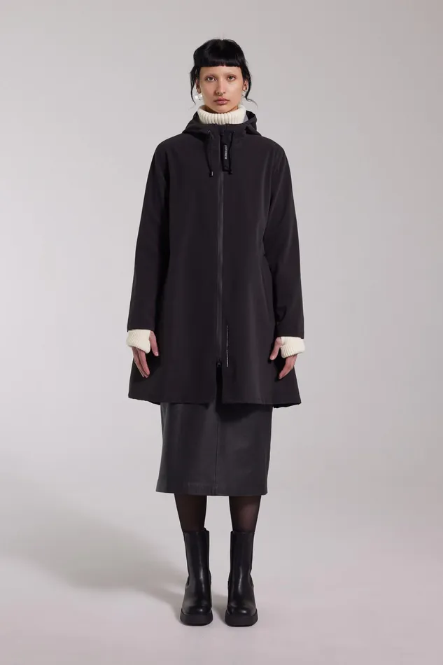 Raincoats Women Stutterheim Mosebacke Lightweight Matte Zip Raincoat Black