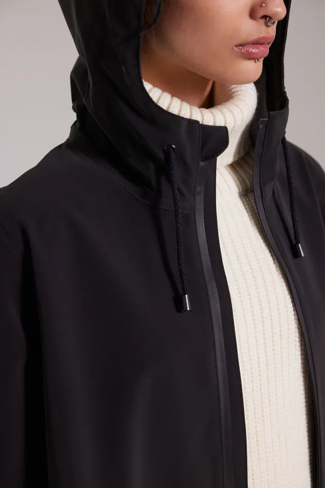 Raincoats Women Stutterheim Mosebacke Lightweight Matte Zip Raincoat Black