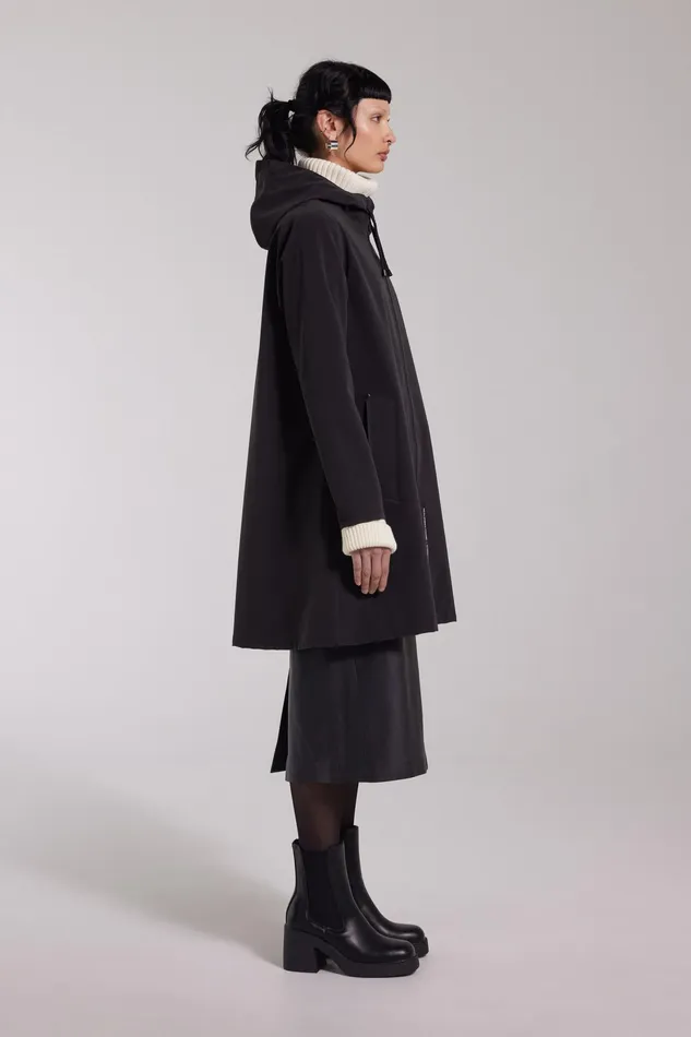 Raincoats Women Stutterheim Mosebacke Lightweight Matte Zip Raincoat Black