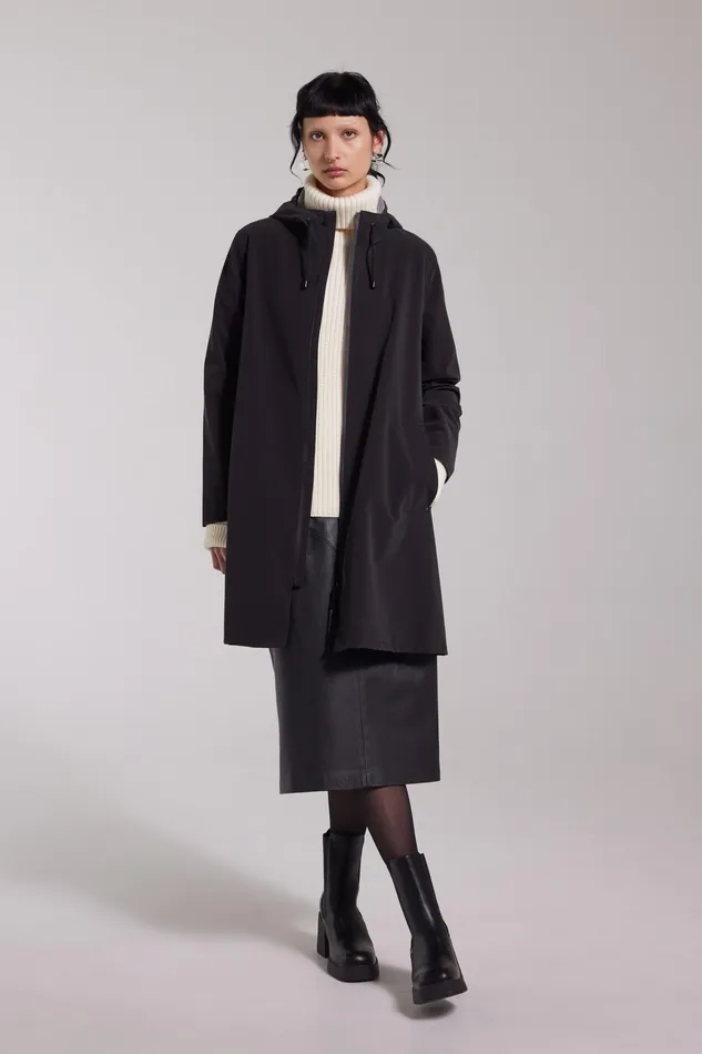 Raincoats Women Stutterheim Mosebacke Lightweight Matte Zip Raincoat Black