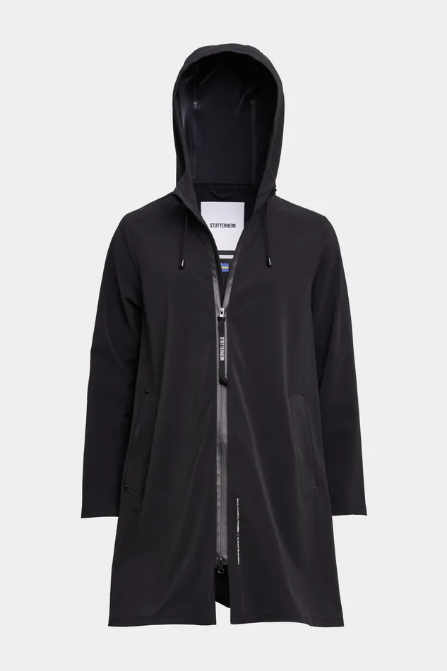 Raincoats Women Stutterheim Mosebacke Lightweight Matte Zip Raincoat Black