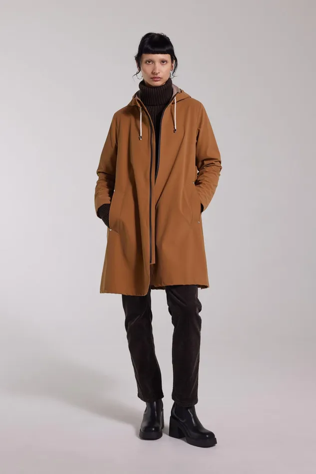 Raincoats Women Stutterheim Mosebacke Lightweight Matte Zip Raincoat Cognac