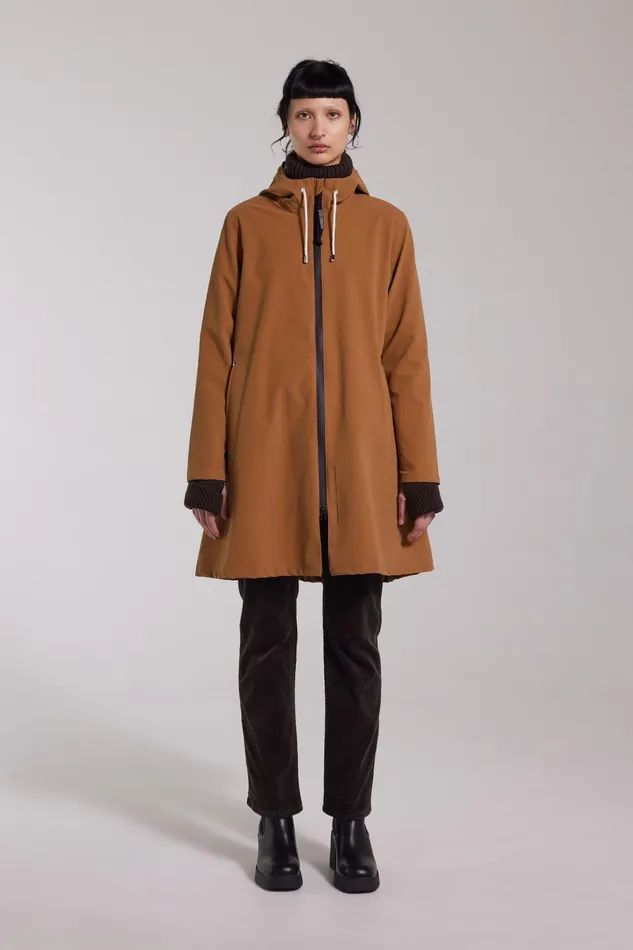 Raincoats Women Stutterheim Mosebacke Lightweight Matte Zip Raincoat Cognac