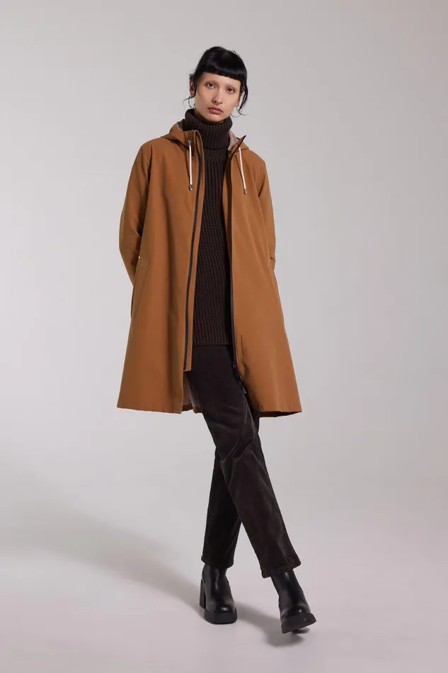 Raincoats Women Stutterheim Mosebacke Lightweight Matte Zip Raincoat Cognac