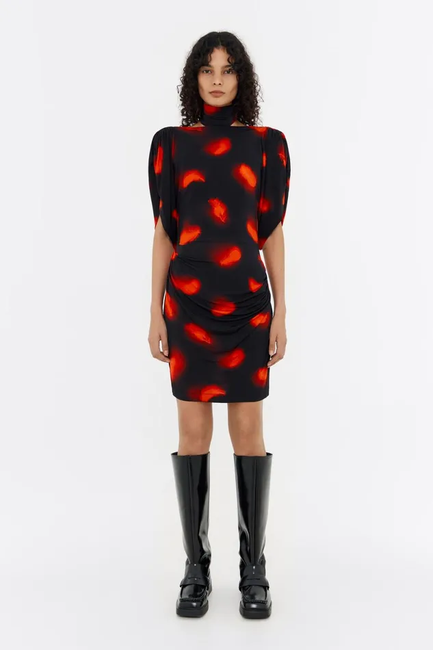 Red Plumas Ruched Shoulder Mini Dress Plumas Red Women Bimba Y Lola Dresses And Jumpsuits
