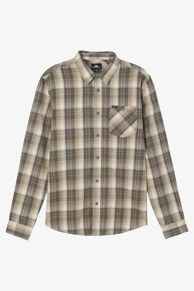 REDMOND PLAID STRETCH FLANNEL LONG SLEEVE SHIRT Khaki Men O039NEILL Clothing