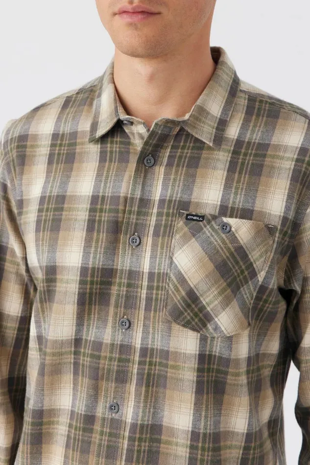 REDMOND PLAID STRETCH FLANNEL LONG SLEEVE SHIRT Khaki Men O039NEILL Clothing