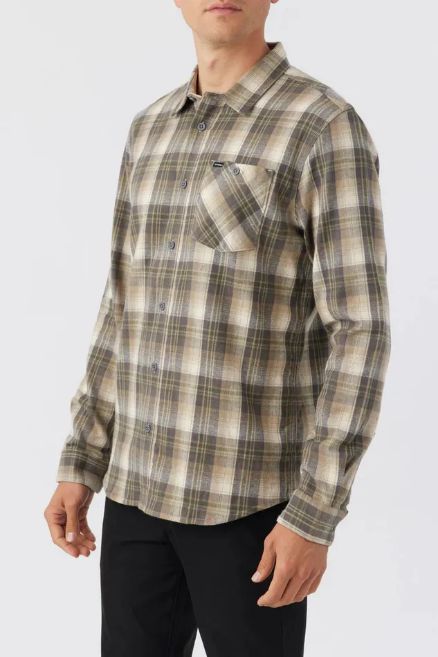 REDMOND PLAID STRETCH FLANNEL LONG SLEEVE SHIRT Khaki Men O039NEILL Clothing