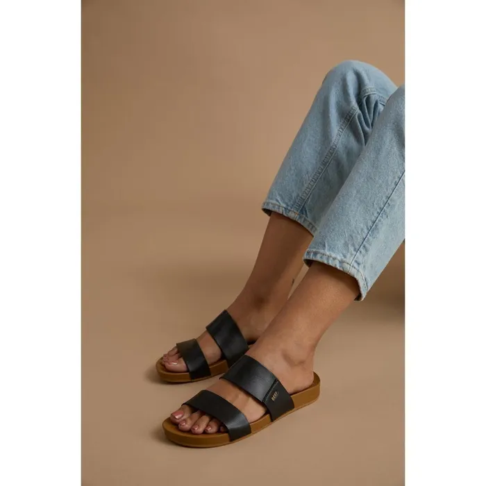 Reef Slides Cushion Vista Blacknatural 8211 Women Reef Slides Cushion Vista Blacknatural 8211 Women