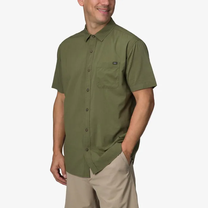 Reef TShirts and Shirts Collins Short Sleeve Shirt Olivine 8211 Men