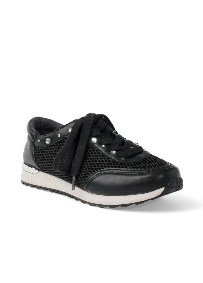 RHINESTONE NET SNEAKERS Black Women VENUS Casual