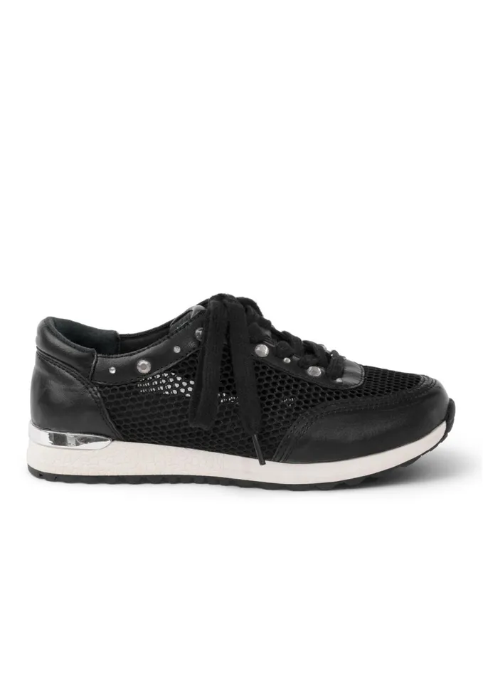 RHINESTONE NET SNEAKERS Black Women VENUS Casual