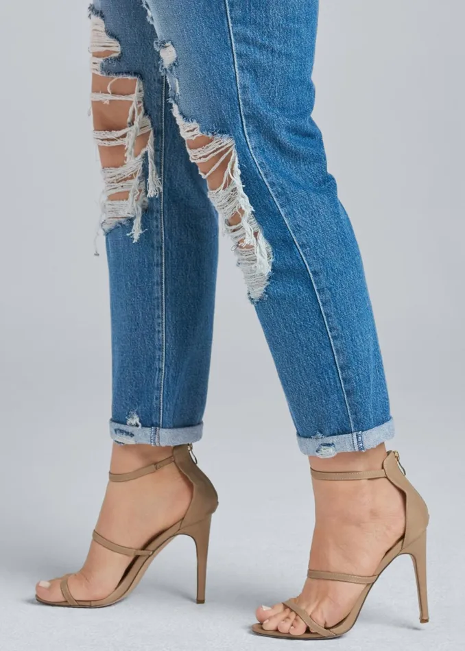 RIPPED RELAXED FIT JEANS Medium Wash Women VENUS Favorite Denim