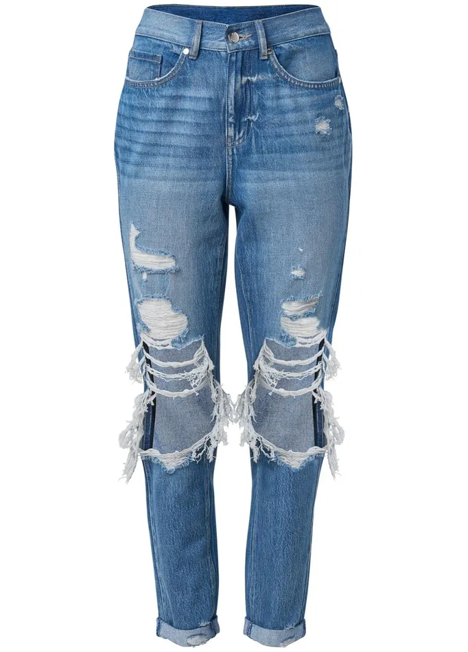 RIPPED RELAXED FIT JEANS Medium Wash Women VENUS Favorite Denim
