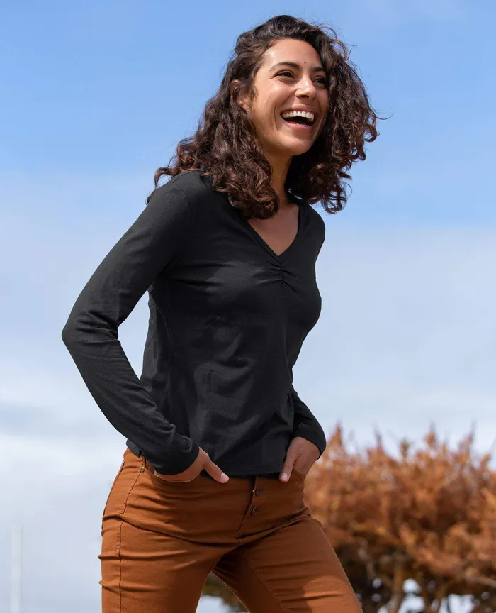 Rose Long Sleeve Tee Black Women8217s Tops and TShirts ToadandCo