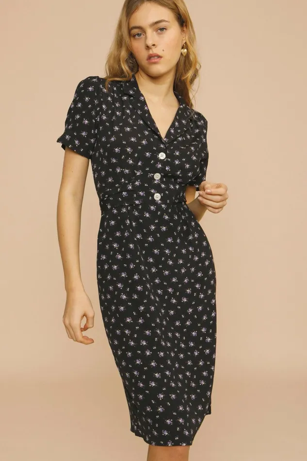 Rouje ANAIS Dress Bouquet Noir Women Dresses