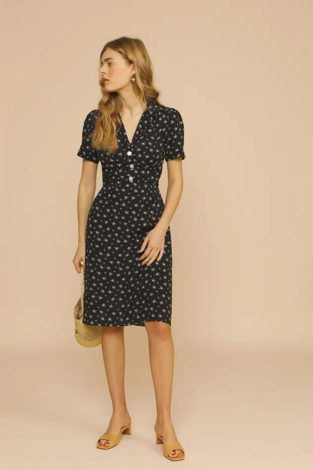 Rouje ANAIS Dress Bouquet Noir Women Dresses