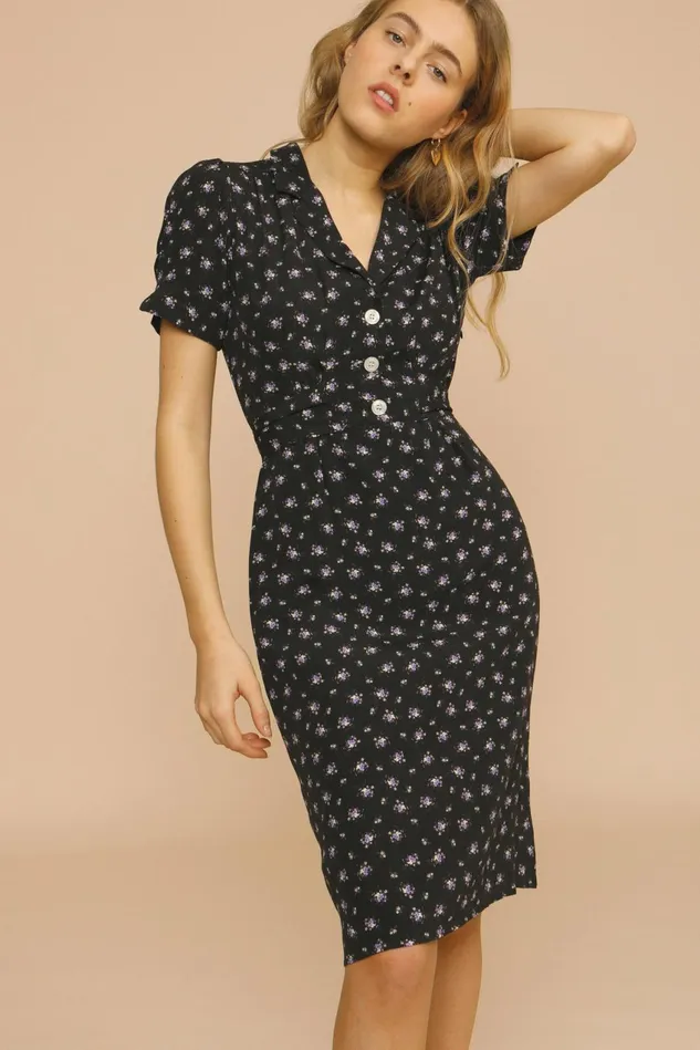 Rouje ANAIS Dress Bouquet Noir Women Dresses