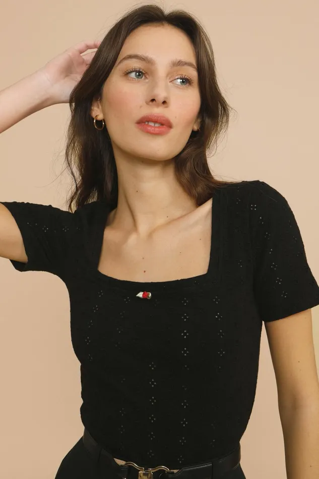 Rouje ARMELLE Tshirt Black Women Tshirts and Tank Tops