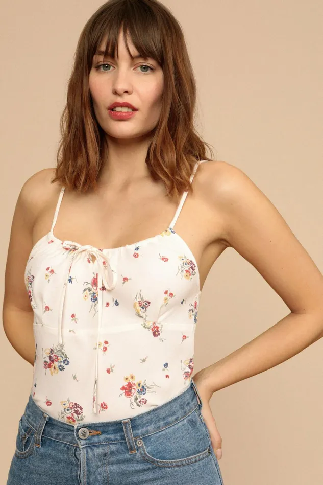 Rouje DARIUS Top Ecru Bouquet Du Sud Women Tshirts and Tank Tops
