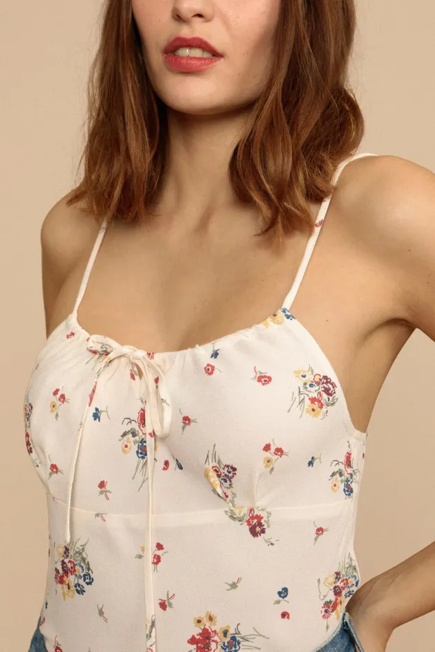 Rouje DARIUS Top Ecru Bouquet Du Sud Women Tshirts and Tank Tops