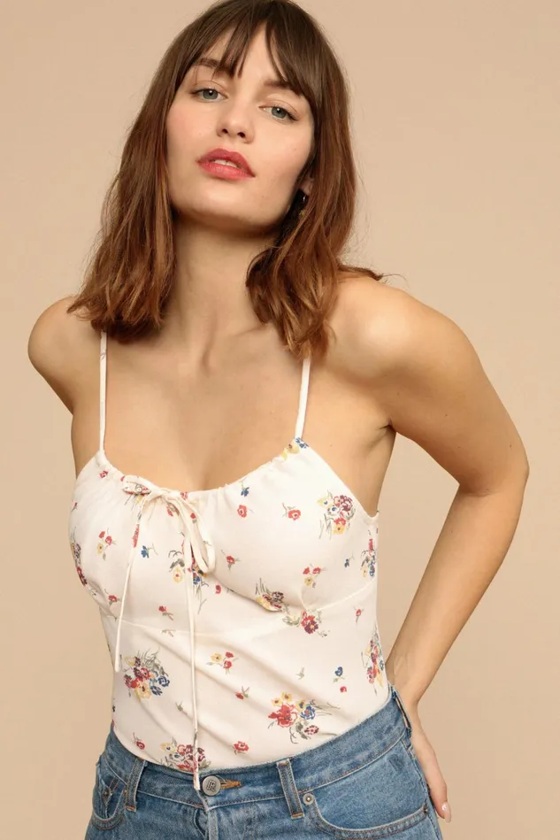 Rouje DARIUS Top Ecru Bouquet Du Sud Women Tshirts and Tank Tops