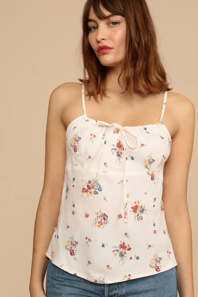 Rouje DARIUS Top Ecru Bouquet Du Sud Women Tshirts and Tank Tops