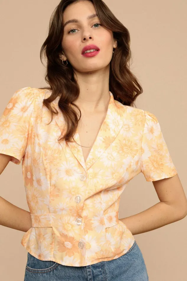 Rouje DOUDI Top Orange Tournesol Women Blouses and Tops