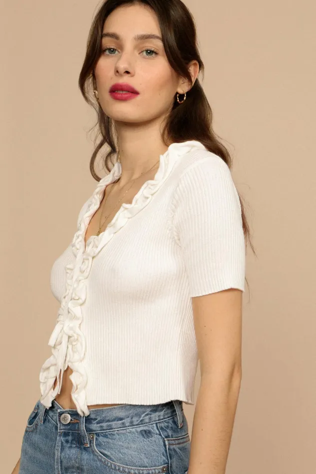 Rouje EUGENIA Cardigan Blanc Uni Women Knits