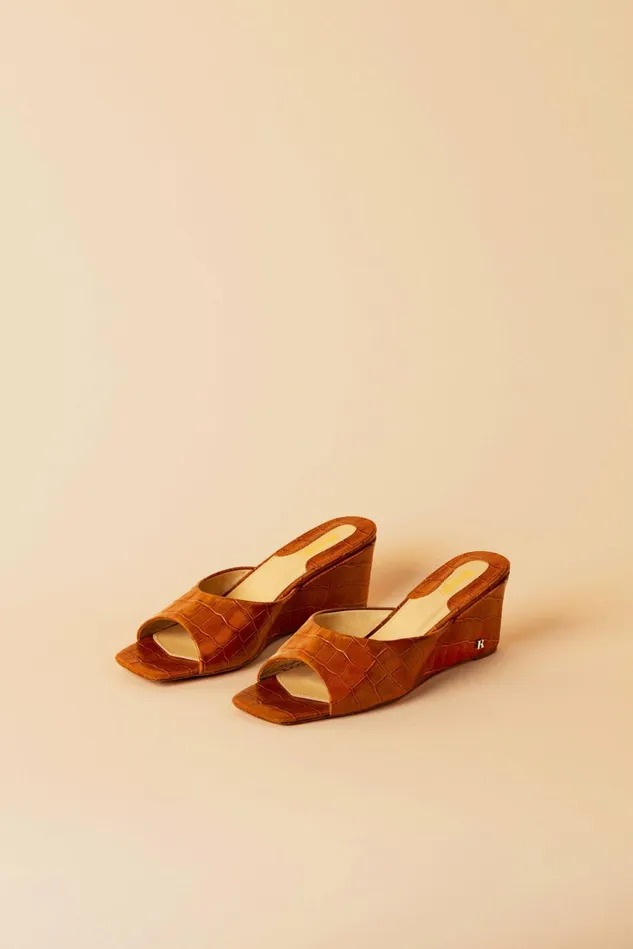 Rouje JOELLE Mules Croco Miel Women Shoes