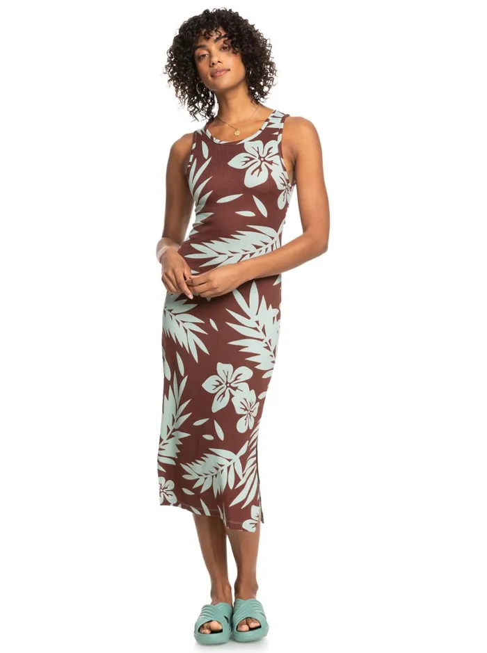Roxy Dresses Good Keepsake Printed Midi Dress Bitter Chocolate Palmeria 8211 Women
