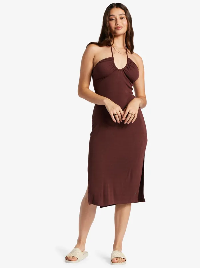 Roxy Dresses Late Sunset Halter Midi Dress Bitter Chocolate 8211 Women