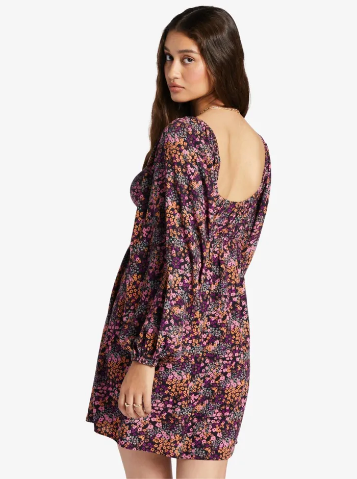 Roxy Dresses Sweetest Shores Puff Sleeve Dress Anthracite Floral Daze 8211 Women