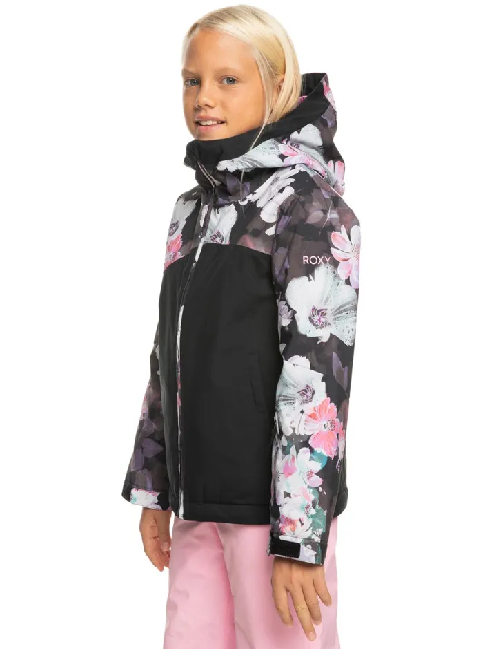 Roxy Girls Snow Girl039s 416 Greywood Technical Snow Jacket True Black Blurry Flower 8211 Women