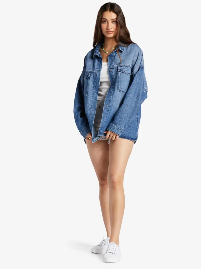 Roxy Jackets Main Character Denim Jacket Medium Blue 8211 Women